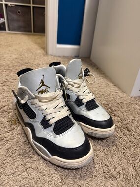 Kids' Black and White Basketball Sneakers with Gold Accents